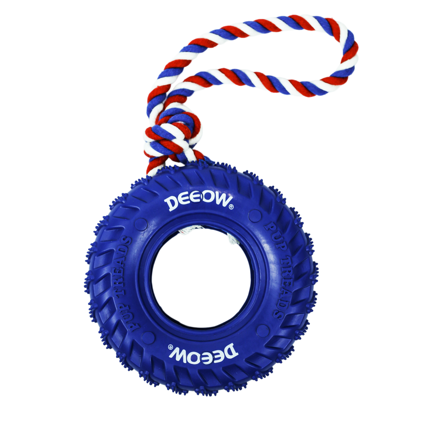 Rubber Tire Toy With Hemp Rope - Blue