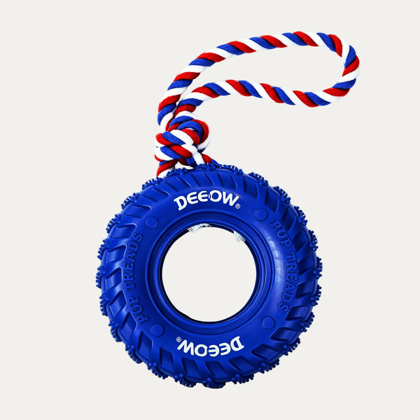 Rubber Tire Toy With Hemp Rope - Blue
