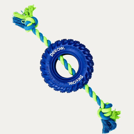 Double-Ended Rope Tire Tug Toy - Interactive Fetch & Tug Toy