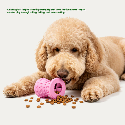 Hourglass Treat Dispensing Dog Toy - Pink