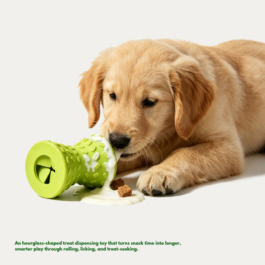 Hourglass Treat Dispensing Dog Toy - Leaf Green