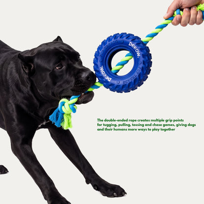 Double-Ended Rope Tire Tug Toy - Interactive Fetch & Tug Toy