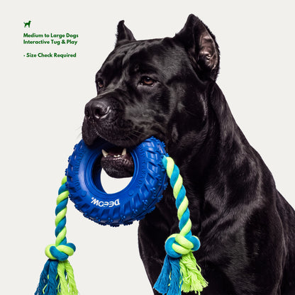 Double-Ended Rope Tire Tug Toy - Interactive Fetch & Tug Toy
