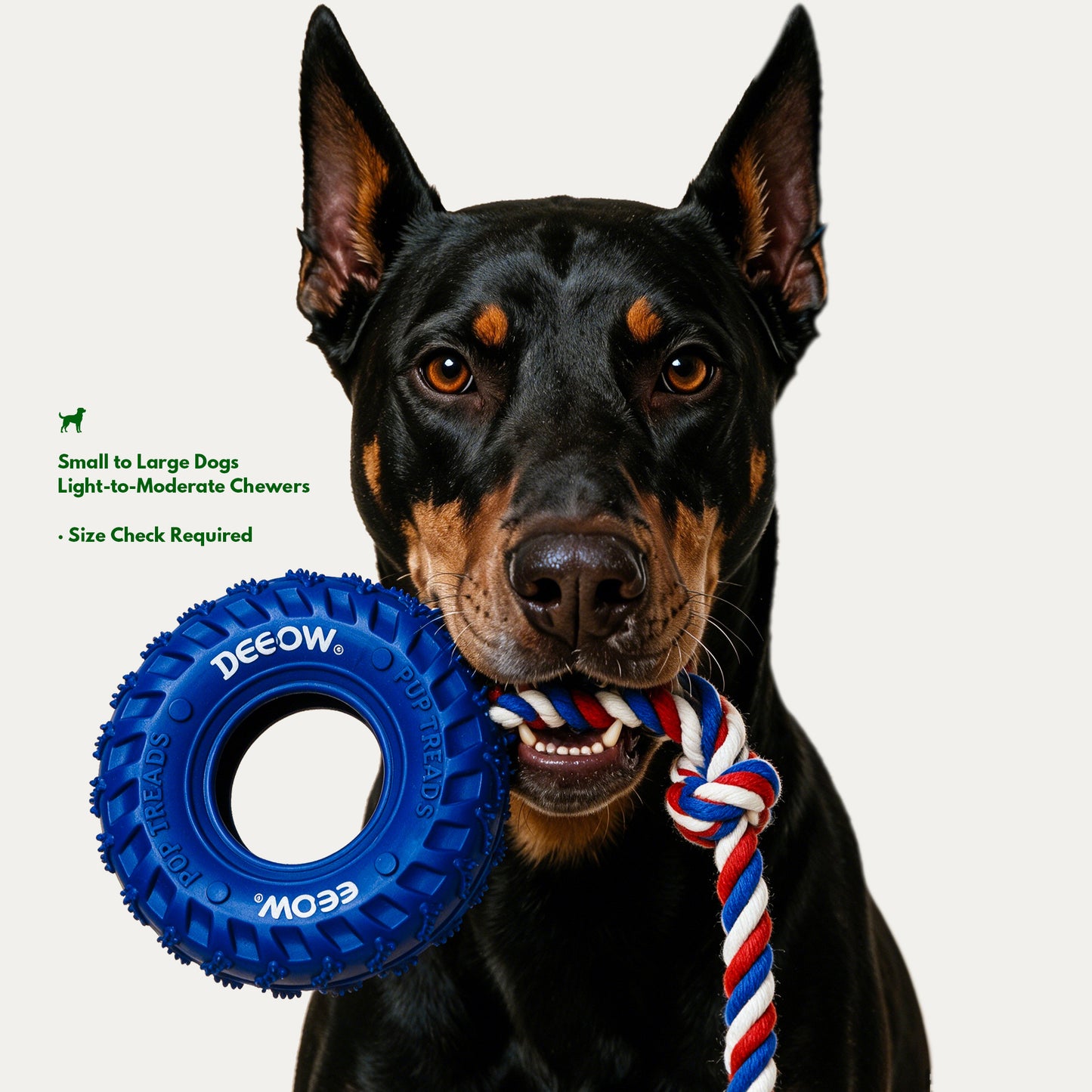 Rubber Tire Toy With Hemp Rope - Blue