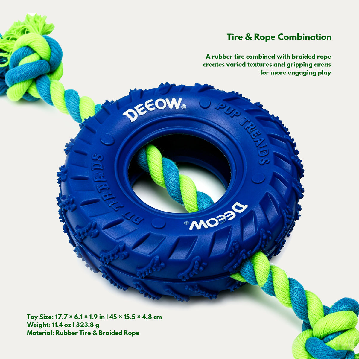 Double-Ended Rope Tire Tug Toy - Interactive Fetch & Tug Toy