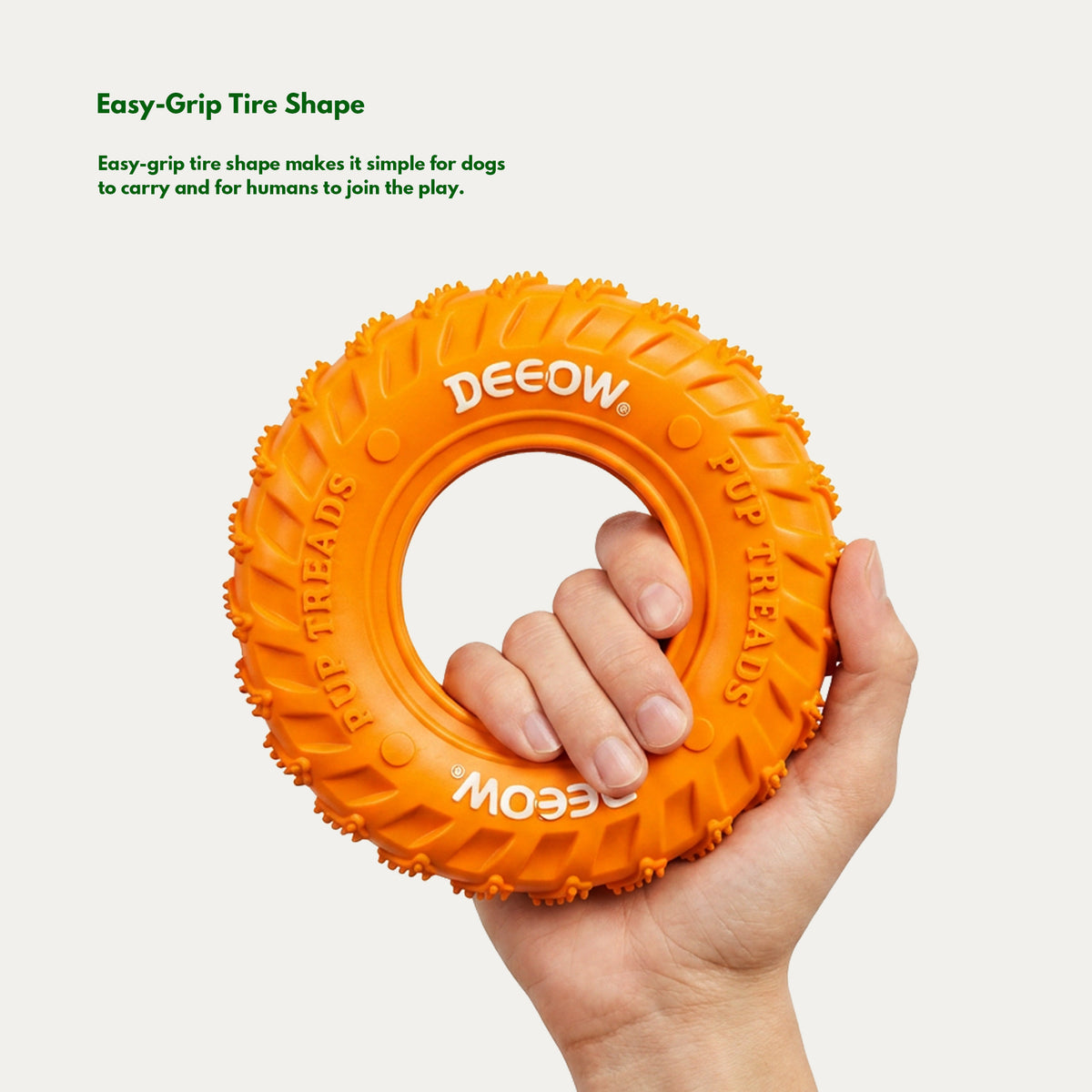 Rubber Tire Dog Toy - Orange | Interactive Chew, Tug & Fetch Toy