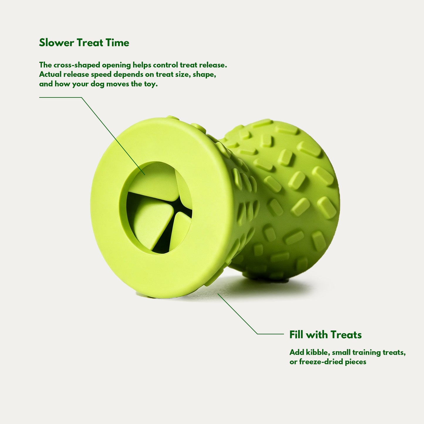 Hourglass Treat Dispensing Dog Toy - Leaf Green