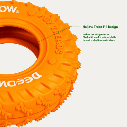 Rubber Tire Toy With Hemp Rope - Orange