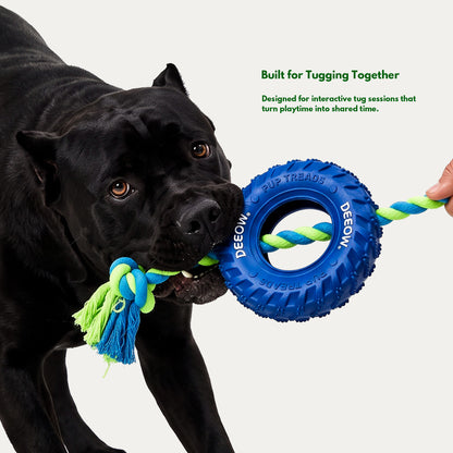 Double-Ended Rope Tire Tug Toy - Interactive Fetch & Tug Toy