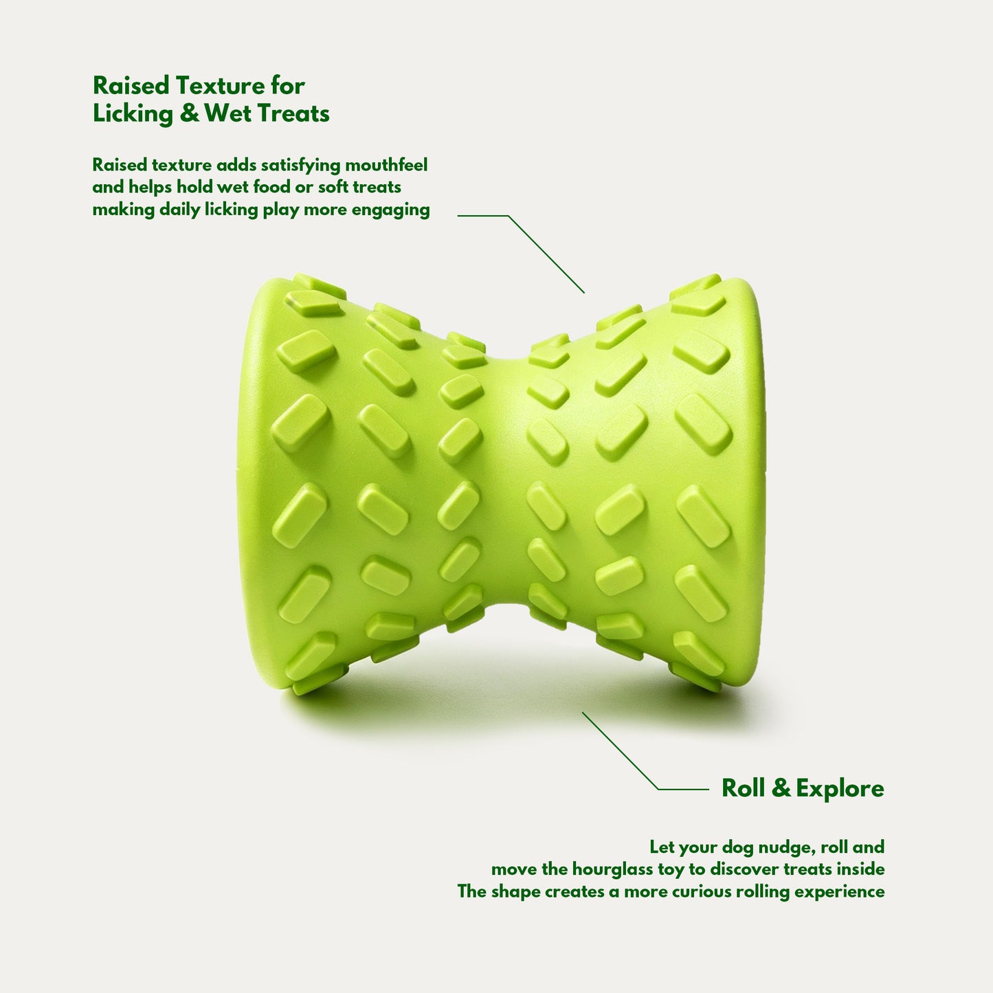 Hourglass Treat Dispensing Dog Toy - Leaf Green