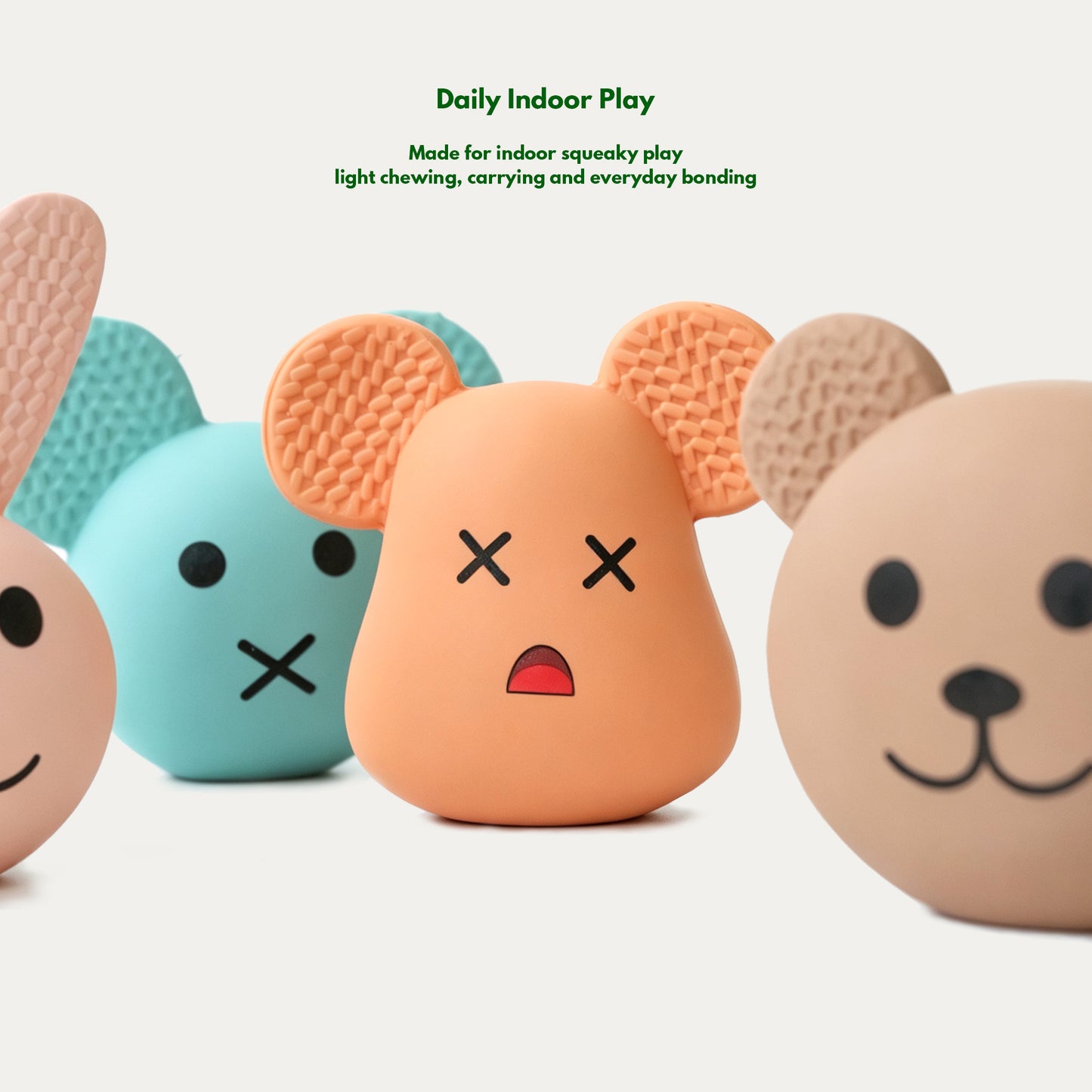Latex Squeaky Dog Toys, Bear & Bunny 4-Pack