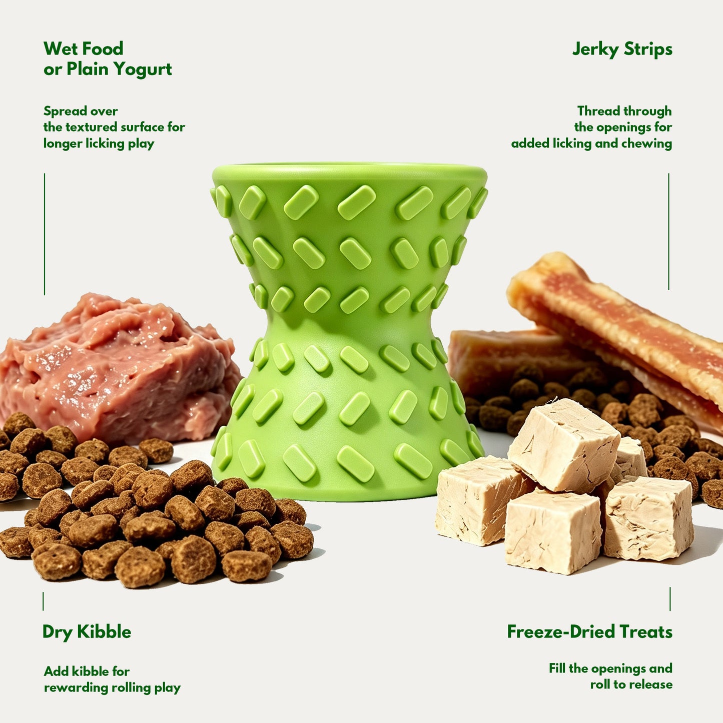 Hourglass Treat Dispensing Dog Toy - Leaf Green