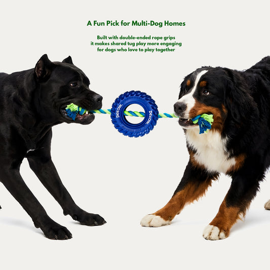 Double-Ended Rope Tire Tug Toy - Interactive Fetch & Tug Toy